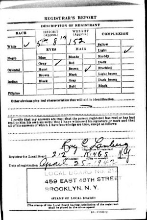 WW II Draft Card, Benjamin, Report